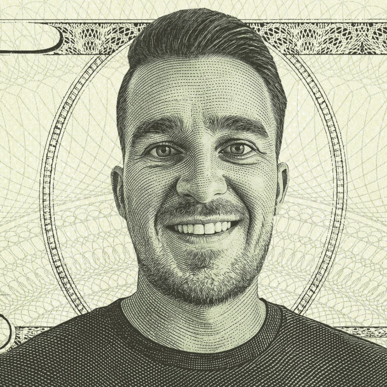 Engraved banknote portrait of Jonny Hustle